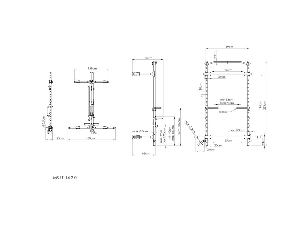 Rozmery Rack Power Rack Marbo Sport MS-U114 2.0 - Duvlan.sk