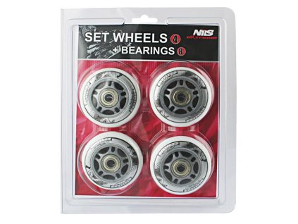 Sada Nils Extreme - Kolieska PU 72x24 (4 ks) biele + ložiská ABEC 7 (8 ks)