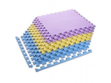 Ochranná puzzle podložka HMS MP10 žltá-modrá-fialová