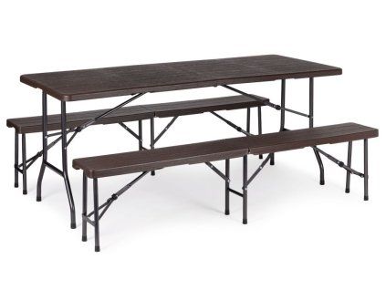Skladací pivný set MultiGarden 180 cm imitácia drevených dosiek
