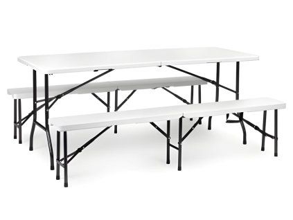 Skladací pivný set MultiGarden 180 cm biely